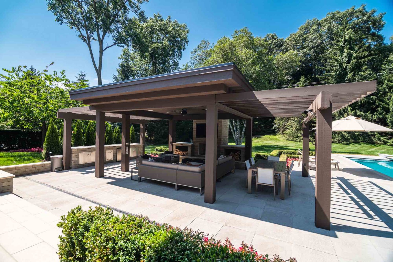 Poolside Pergola Franklin, MI Pergola Designs Outdoor Pergolas Pergola Ideas Custom Pergola Construction Pergola Kits Pergola Installation Pergola Shade Solutions Modern Pergolas Wooden Pergolas Metal Pergolas Pergola Design Inspiration Pergola Landscaping Pergola Decorating Professional Landscape Design Michigan Michigan Landscape Architects Best Landscape Designers in Michigan Michigan Residential Landscape Design Custom Landscape Design Michigan Michigan Garden Design Landscape Planning Michigan Landscape Installation Michigan Michigan Landscape Renovation Sustainable Landscape Design Michigan Michigan Landscaping Ideas Michigan Hardscape Design Award-Winning Landscape Design Michigan custom cedar pergola