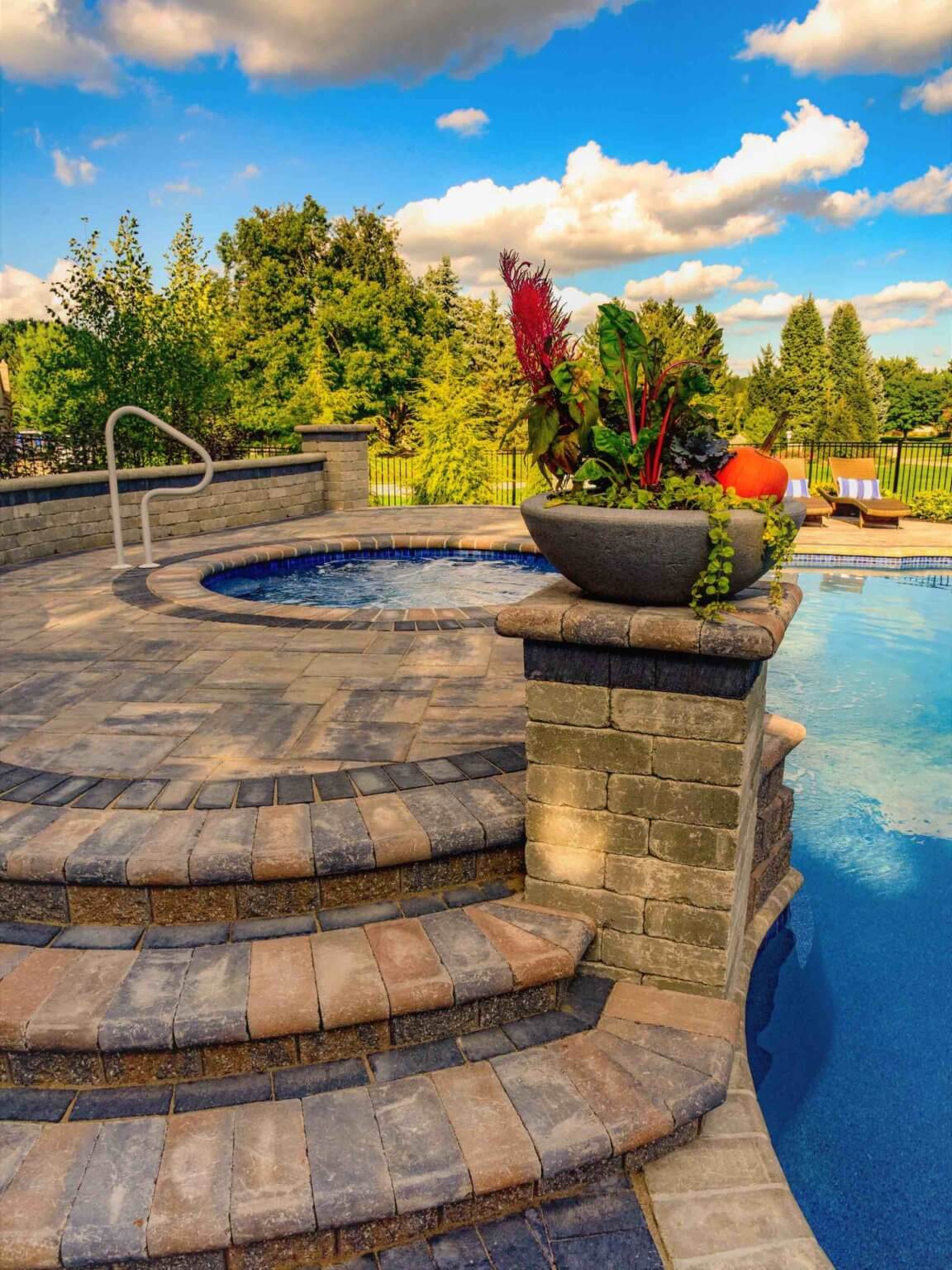 spillover spa inground fiberglass pool & raised spillover spa