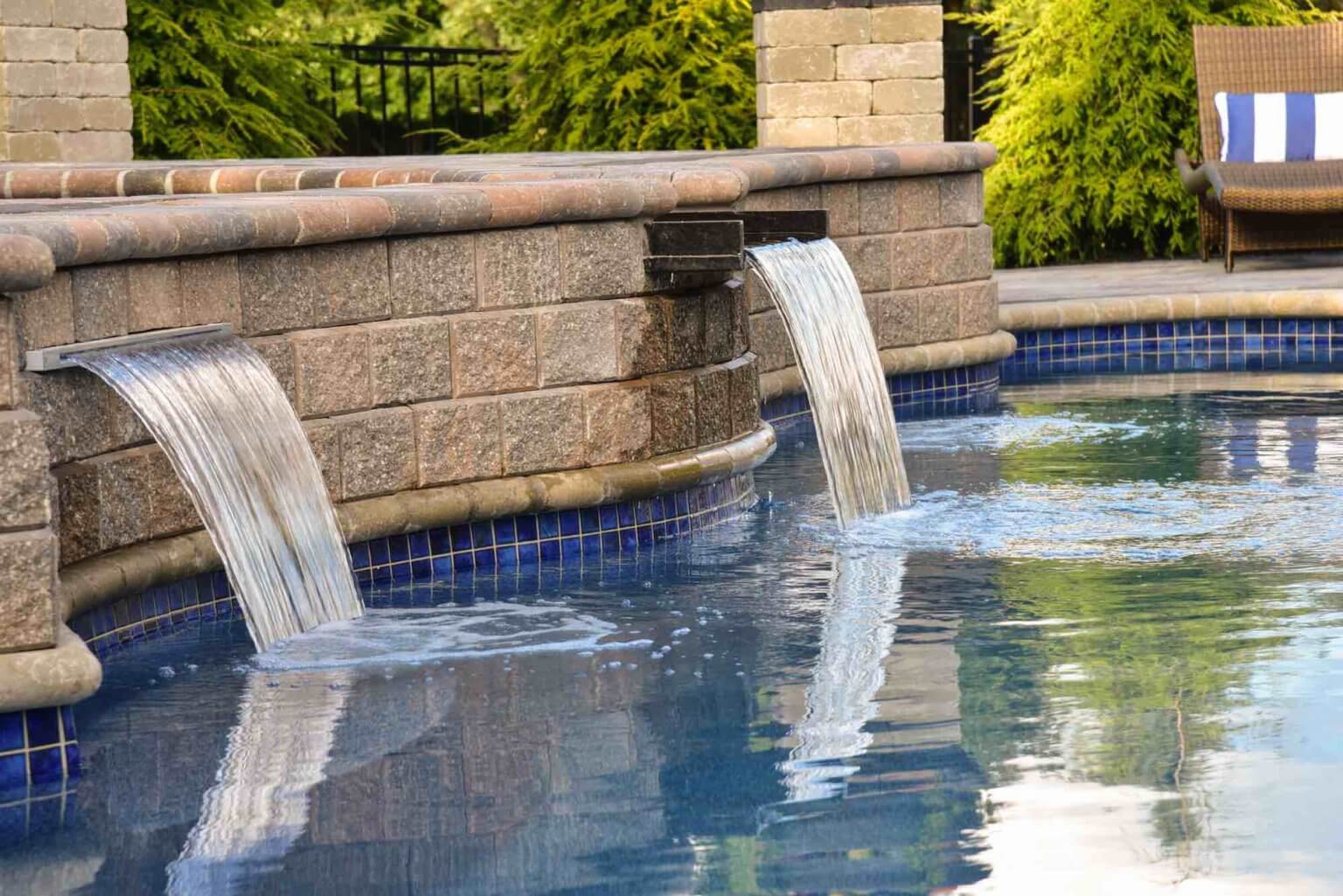 spa water spilling over into pool inground fiberglass pool & raised spillover spa