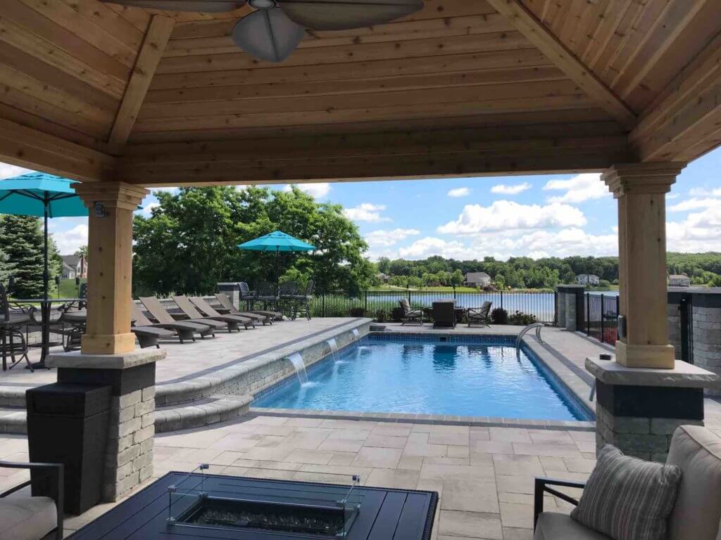 custom fire pits, patio paving, and pool design