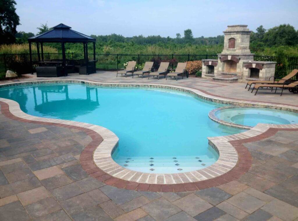 Pool designs and paving with fire pit professional pool design & installation Antonelli