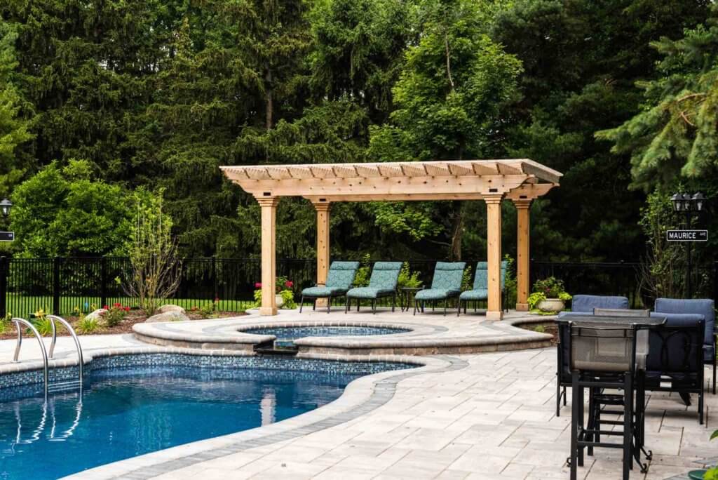 poolside seating Landscape se michigan Hardscape Clinton twp mi Patio designs Clinton twp mi