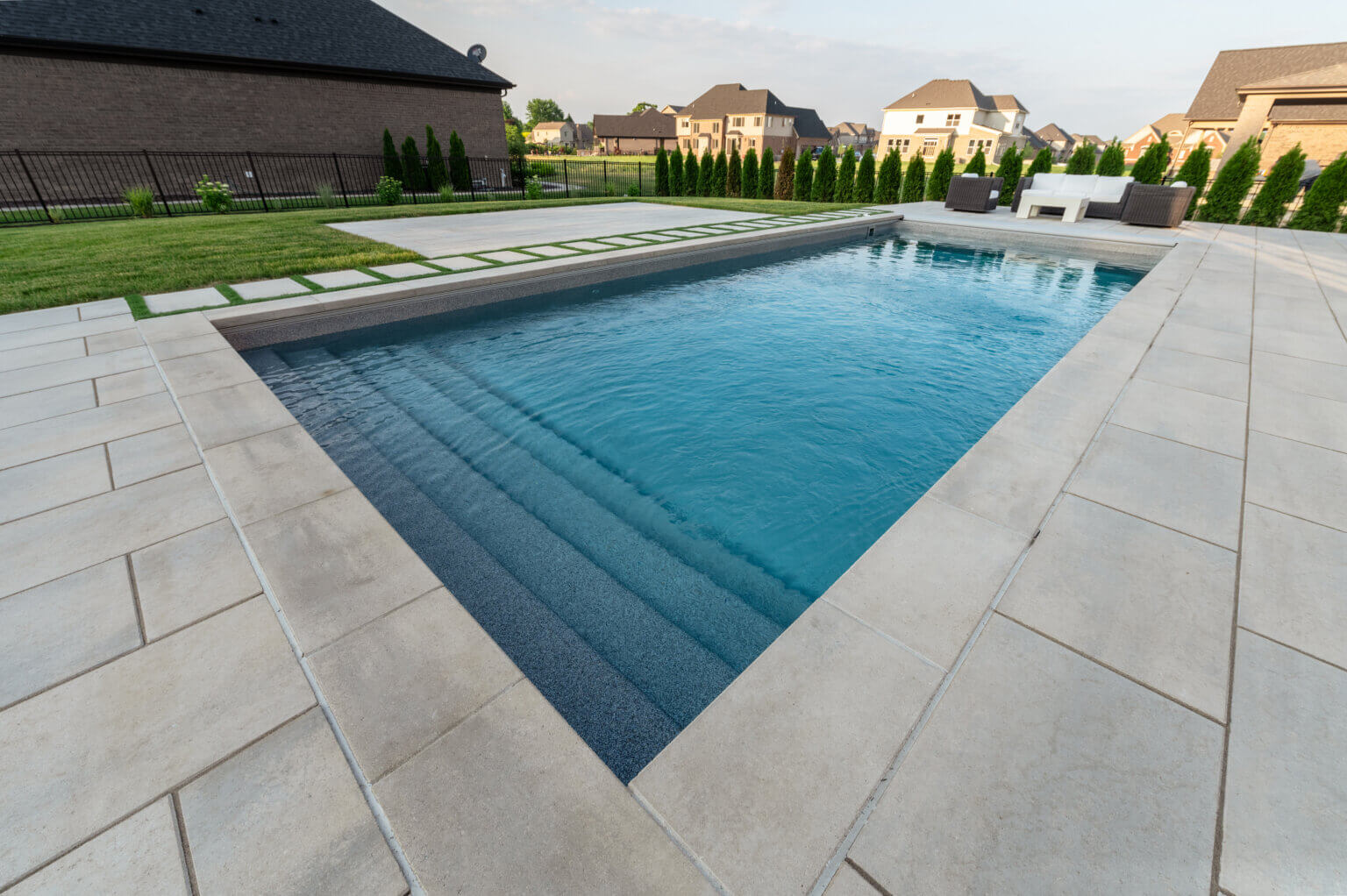 gunite pool design in Shelby Twp, MI. swimming pool landscaping landscaping service swimming pool landscape design garden construction landscape paving landscape masonry pool and landscaping outdoor landscape garden landscapers near me backyard designs with pool backyard pool landscaping landscaping and masonry pool area landscaping landscaping and paving hardscape construction backyard pool ideas detroit Custom inground pools Backyard pool ideas detroit