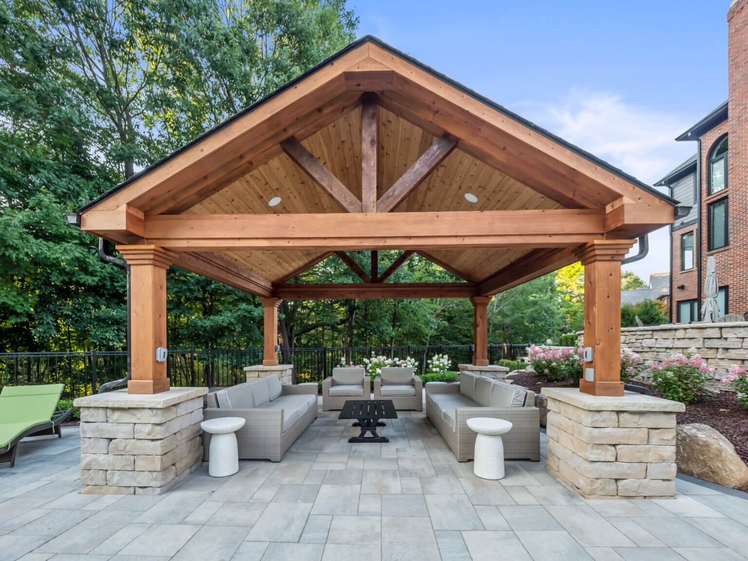 outdoor structures backyard outdoor spaces custom pergola custom patio structures Oakland mi custom patio paving brick paving landscape design custom hardscape pool and paving designers front yard paving landscape design custom pergola companies