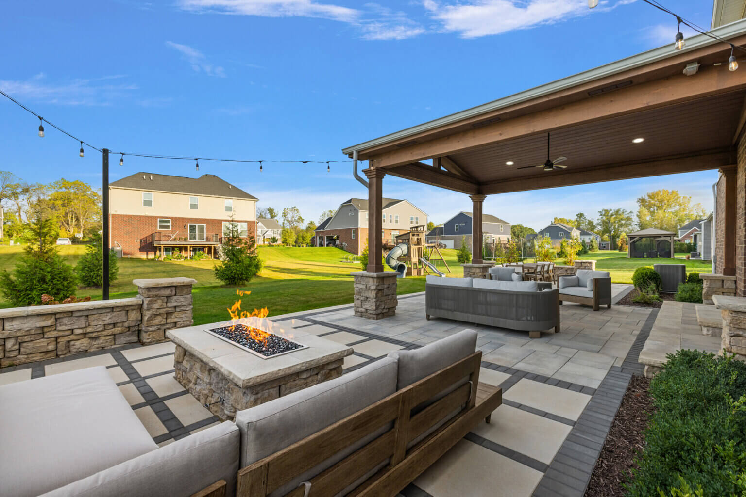 custom brick landscapers Oakland township antonelli landscape antonelli landscape pool spa Outdoor Fire Features Fire Pit Designs Fire Feature Ideas Gas Fire Pits Outdoor Fireplaces Fire Pit Installation Custom Fire Features Backyard Fire Features